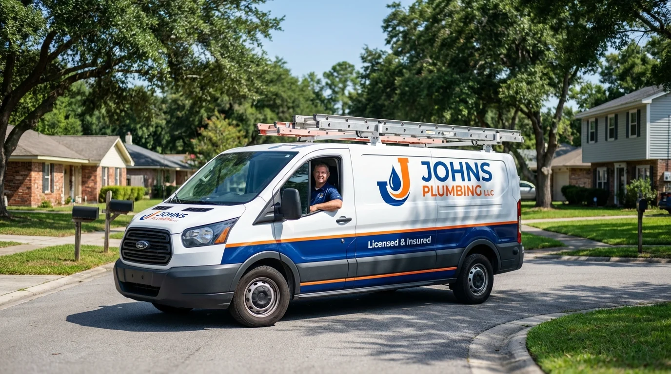 Johns Plumbing LLC service van in Augusta, WI